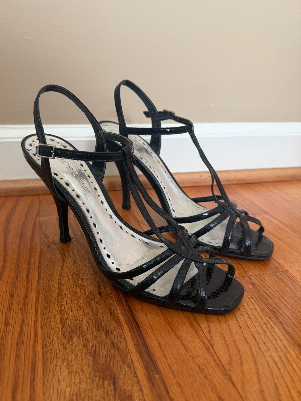 BCBGirls Black Strappy Stiletto Sandals